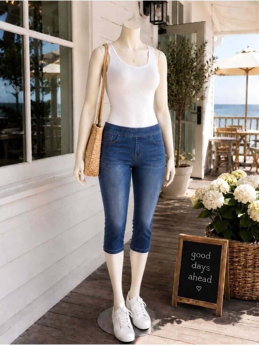 Moisture Wicking Capri Pull On Judy Blue Jeans 0/24 High Waist Summer Denim